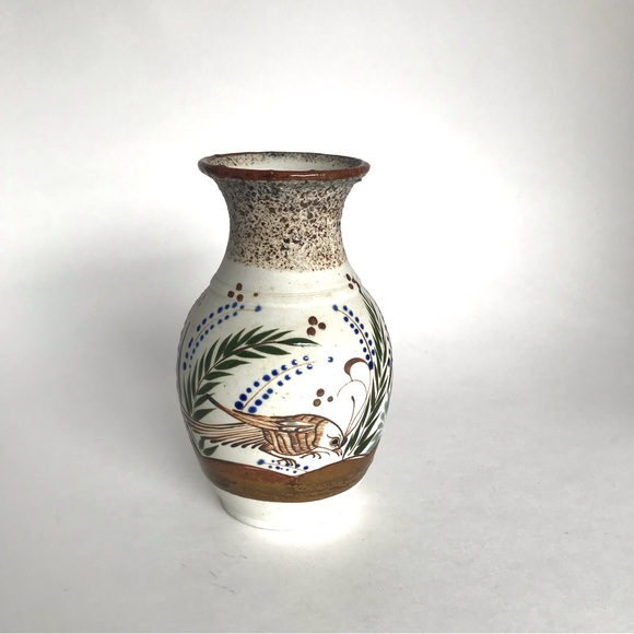 Vintage Mexican Folk Art Sandstone Quail Pottery Vase Unique - Picture 5 of 10